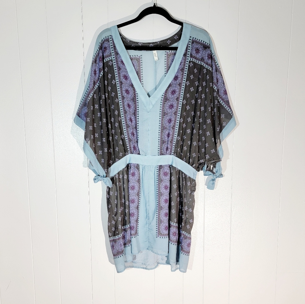 Free People Bohemian Blue Purple Lightweight Flowy Dress
